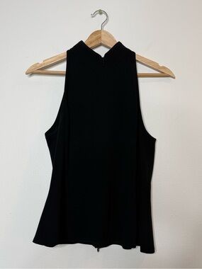 Vintage Tom And Linda Platt Zipper Detail Crepe Sleeveless Tank in black size 8